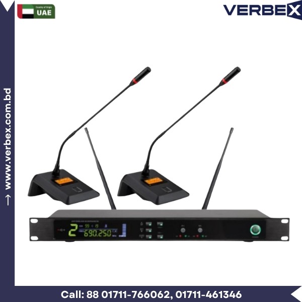 Verbex VT-KU920 UHF 2-Table Top Condenser Wireless Microphone Set