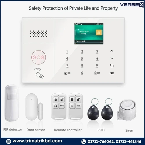 Verbex VT-PG108 WiFi GSM Burglar Alarm System (433MHz WiFi GSM support, wireless sensors)