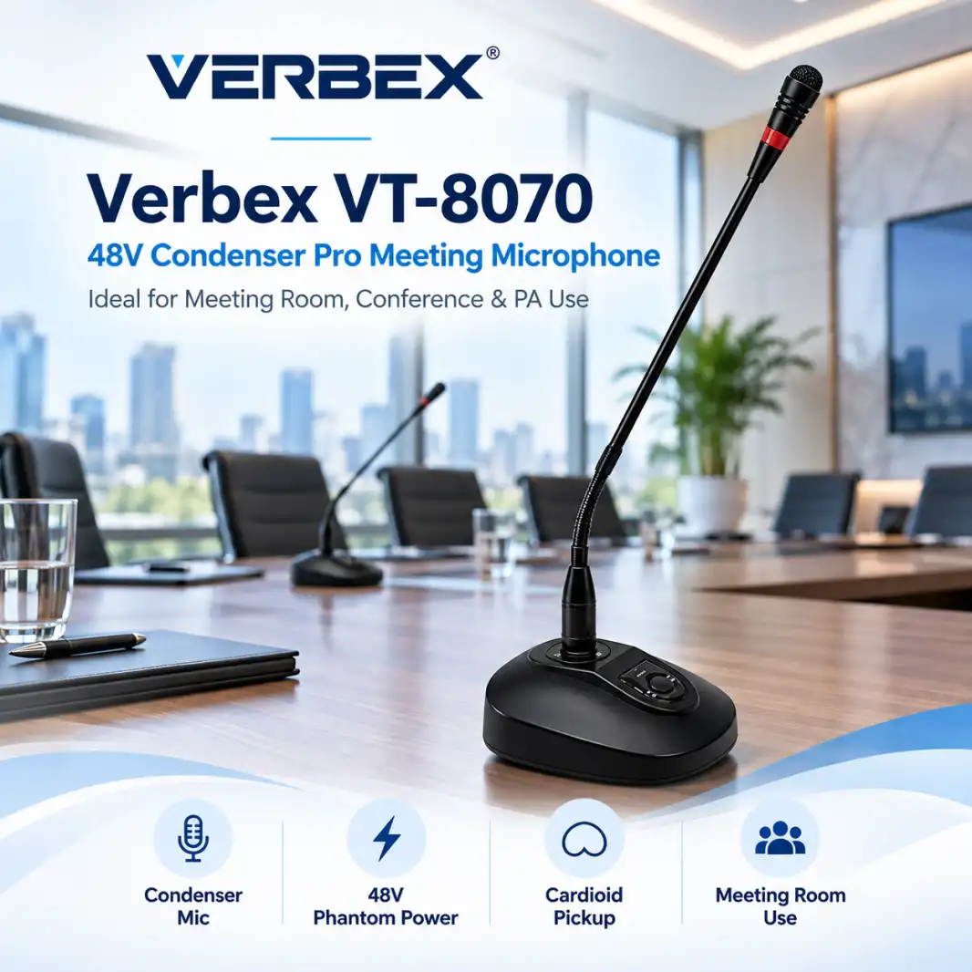 Verbex VT-8070, Verbex VT-8070 48V Condenser Pro Meeting Microphone, Pro Meeting Microphone
