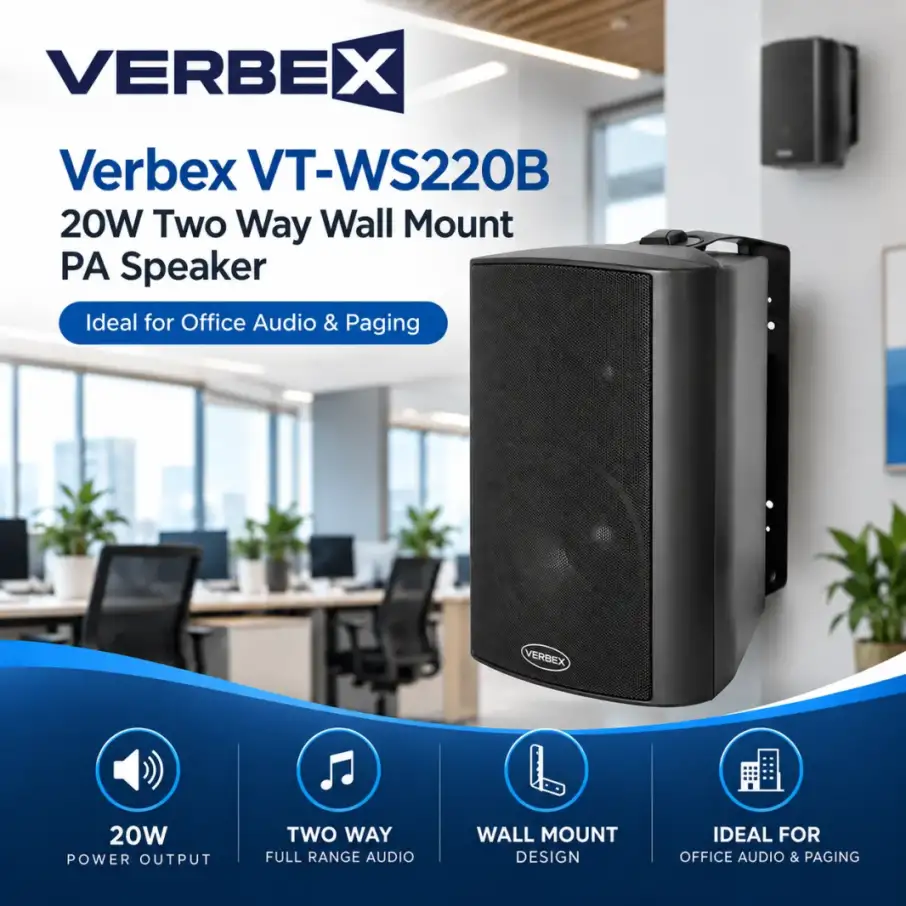 Verbex VT-WS220B 20W Two Way Wall Mount PA Speaker